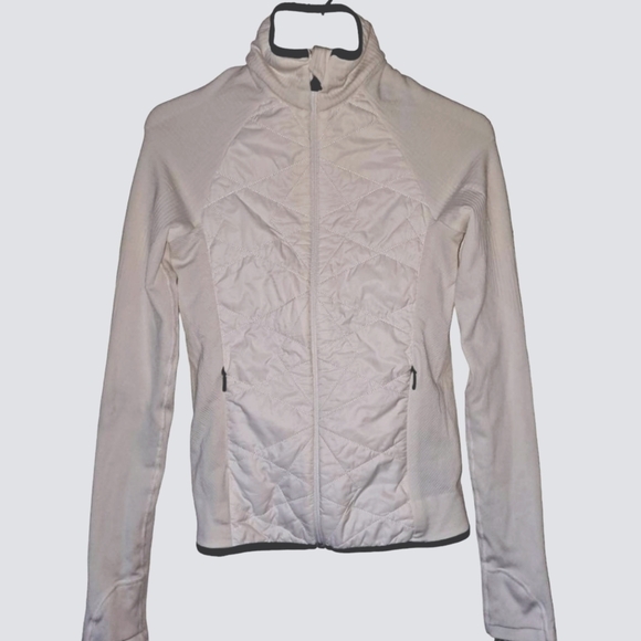 ATHLETA Upside White Front Quilted Full Zip Jacket Size Extra Small - Picture 1 of 4